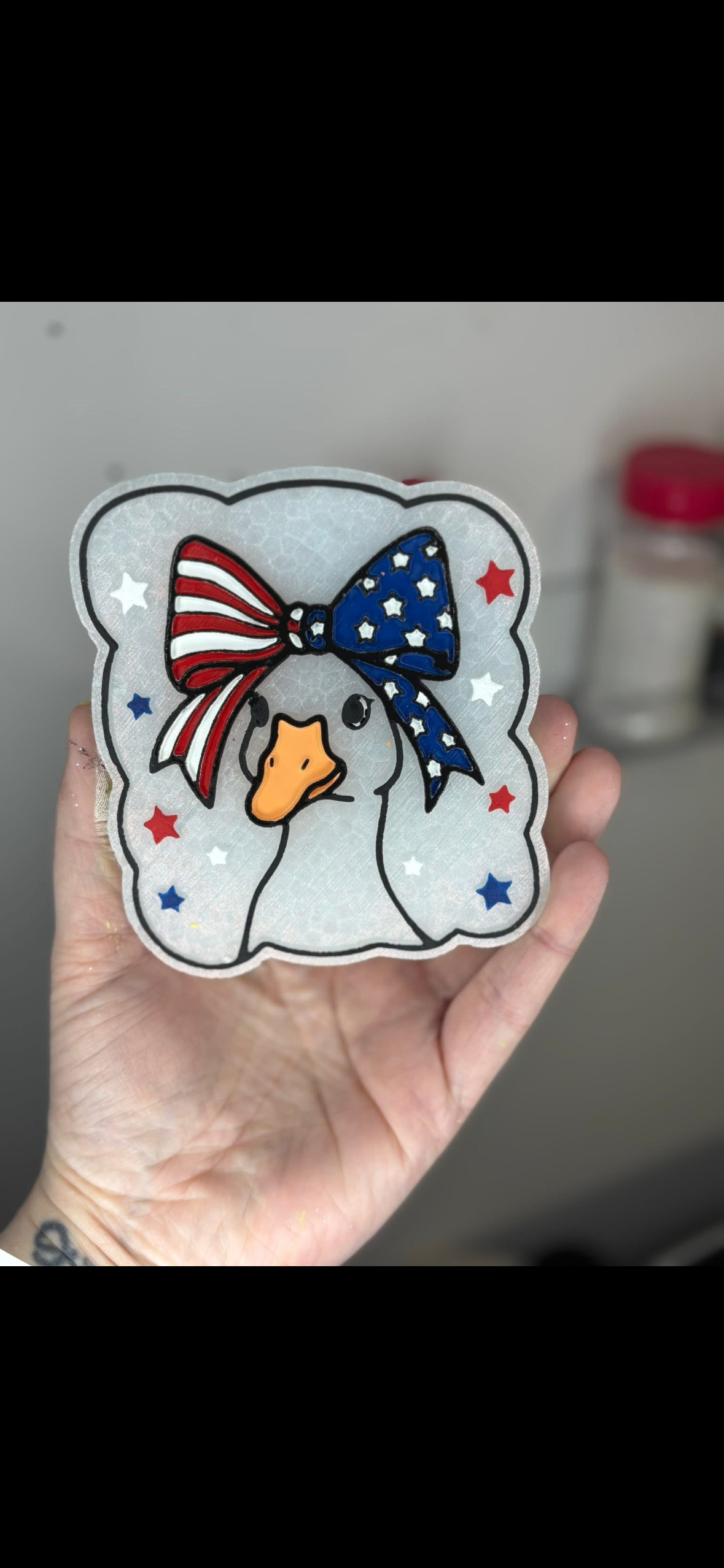 Patriotic goose with bow