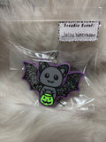 Bat with green pumpkin juicy watermelon
